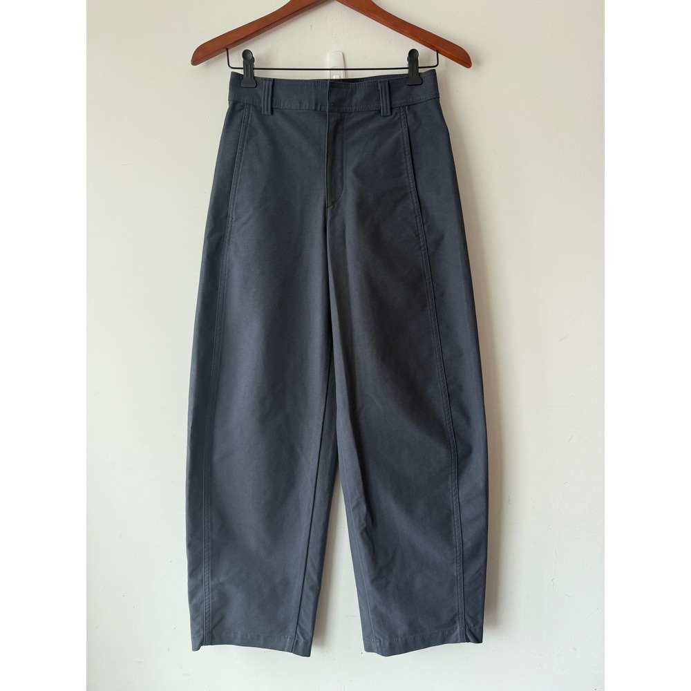 Uniqlo Barrel Leg Curved Pants Dark Blue XXS High Waist Trousers
